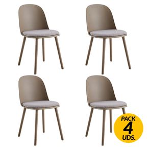 Pack de 4 sillas de comedor Happy marrón/gris