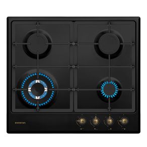 Encimera de gas Infiniton GAS41RO 8000W 4 fuegos acabado rústico negro/dorado 58 cm