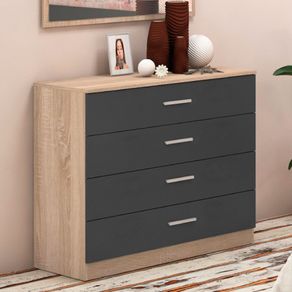 Cómoda Monika 4 cajones cambria/grafito 84x100x40 cm