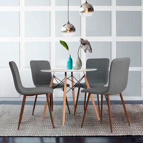 Mesa de comedor Tower forma circular blanco/haya 75xØ80 cm