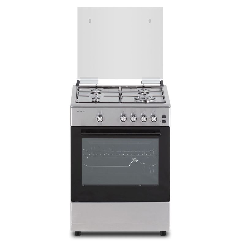 Cocina de gas con horno Infiniton CC62EHX 55L 4 fuegos con tapa inox 59,8 cm