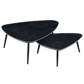 Pack de 2 mesas de centro Ibiza tipo nido tapa cerámica negro 35x150x80 cm