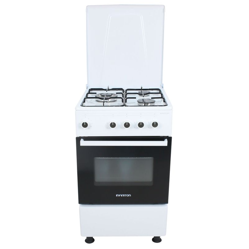 Cocina de gas con horno Infiniton CC53GBL 3 fuegos con tapa A blanco 50 cm
