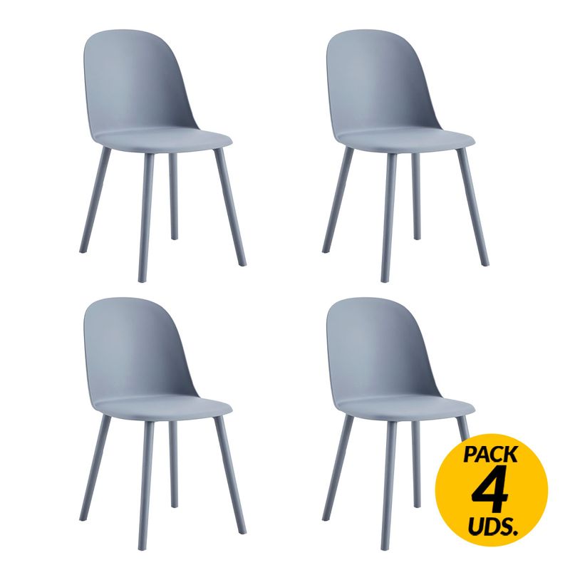 Pack de 4 sillas multiusos Margaret uso interior/exterior gris