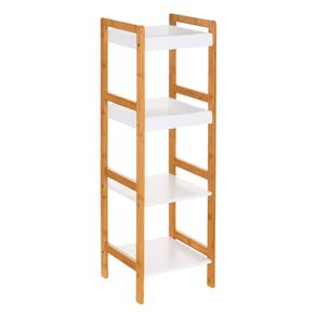 Estantería de baño Basic 4 estantes blanco/natural 100x30x29 cm