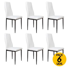 Pack de 6 sillas de comedor Jávea polipiel blanco
