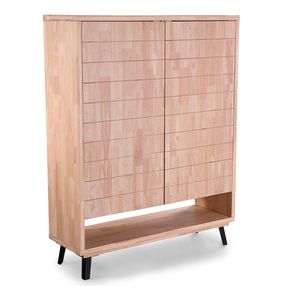 Consola alta Berg 2 puertas diseño de líneas roble Nordish/negro 156x120x40 cm