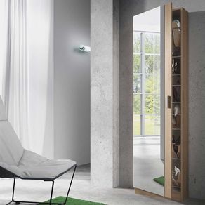 Zapatero Kris 1 puerta + espejo 6 baldas 16 pares roble 180x50x20 cm