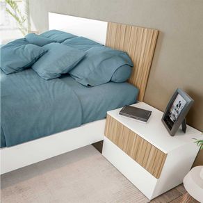 Conjunto Ethna cabecero + 2 mesitas de noche blanco/natural 266 cm
