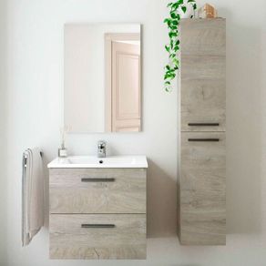 Mueble de baño Athena 2 cajones + espejo roble 60 cm