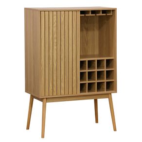 Mueble botellero Trend 1 puerta 12 botellas + colgador de copas madera 120x80x40 cm