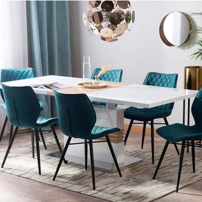 Mesa extensible Carlota blanco/cambria 77x160-200x90 cm