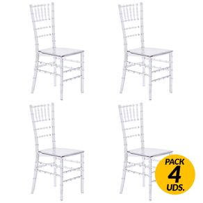 Pack de 4 sillas multiusos Chiavari uso interior/exterior transparente