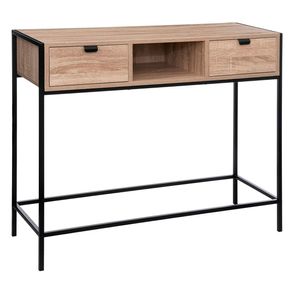 Mesa consola Aliaj 2 cajones madera/metal roble 80x100x35 cm