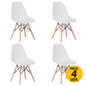 Pack de 4 sillas de comedor París estilo nórdico blanco 82x51x46 cm