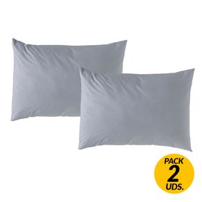 Pack de 2 fundas de almohada lisa algodón gris 50x75 cm