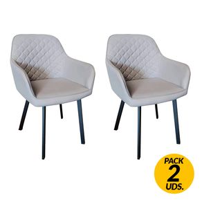 Pack de 2 sillas de comedor Easy polipiel gris 83x55x58 cm
