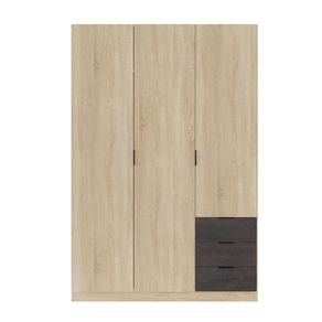 Armario LC 3 puertas + 3 cajones roble/oxido 180x121x52 cm