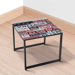 Mesa de centro Danubio cuadrada cristal impreso negro 42x50x50 cm