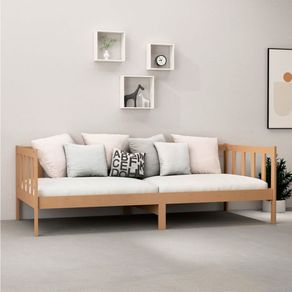 Sofá-cama de madera rústico marrón 66x203x98 cm