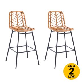Pack de 2 taburetes altos Java ratán marrón 102x41x54 cm
