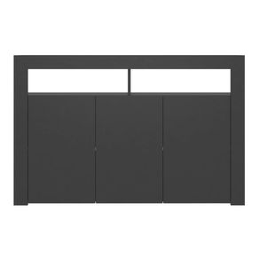 Aparador con luces LED 3 armarios 2 estantes abiertos negro 75x115,5x30 cm