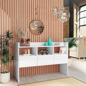 Aparador de madera 3 cajones 3 estantes blanco brillo 70x105x30 cm