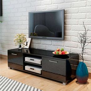 Mueble bajo para TV 2 armarios 2 estantes negro brillo 35x140x40,5 cm
