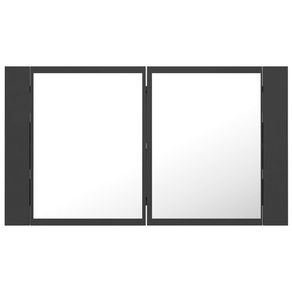 Armario de baño con espejo Rieti con luz LED negro 45x80x12 cm