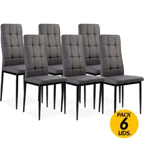 Pack de 6 sillas Zuni tela gris 96x41x48 cm