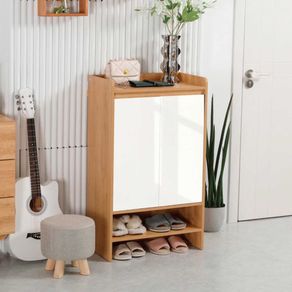 Zapatero Homcom 2 puertas 5 estantes 15 pares blanco/natural 100x60x32 cm