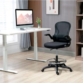 Silla de escritorio Vinsetto giratoria con soporte lumbar + reposapiés + reposabrazos negro 102-122x59x65 cm