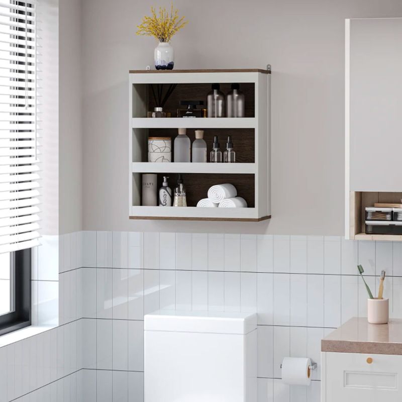 Armario de pared Kleankin 3 estantes blanco/nogal 56x50x20 cm