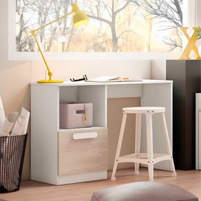 Escritorio Estelle 1 cajón + 1 estante blanco/natural 74x100x42 cm