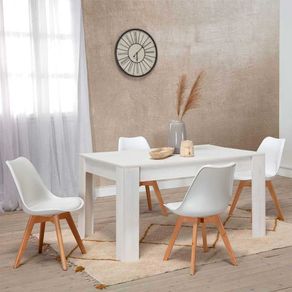 Mesa de comedor Bass extensible blanco 76,1x140,4-200x90,4 cm