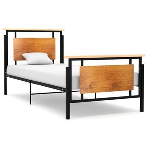 Estructura de cama metálica Prato negro/natural 90x200 cm