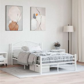 Estructura de cama metálica Savona blanco 120x200 cm