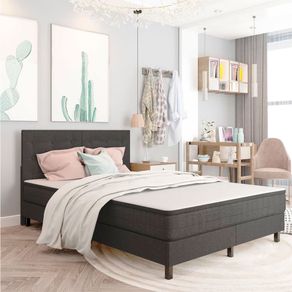 Cabecero Asti copetudo tela gris oscuro 140x200 cm