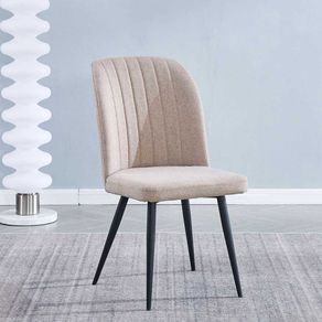 Silla de comedor Rory tapizada patas negras beige 92x46x55 cm