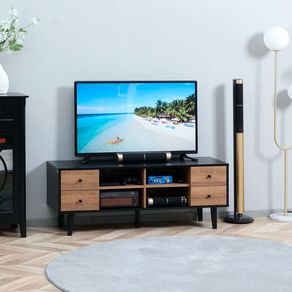 Mueble bajo de TV Trieste Homcom diseño industrial roble/negro 50x130x40 cm
