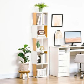 Estantería Fiona Homcom 5 niveles forma S blanco/natural 161x33x28 cm