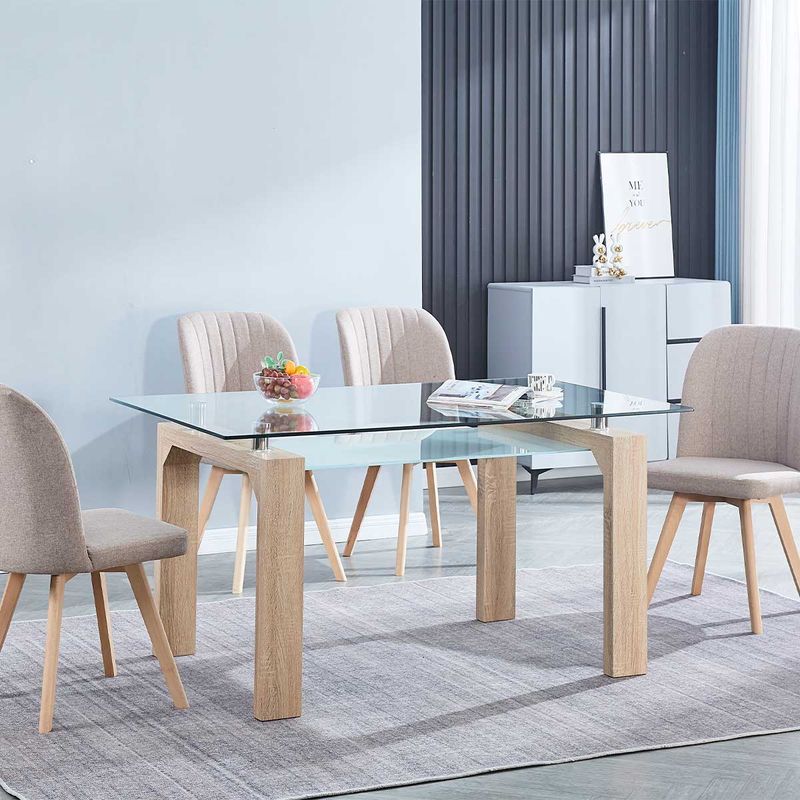 Conjunto de comedor 1 mesa Sensei + 4 sillas Lane natural/beige