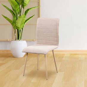 Silla de comedor Milos tapizado tela beige 87x45x53 cm