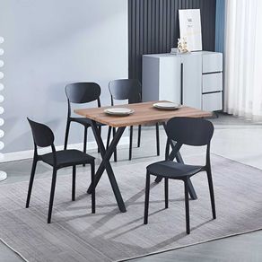 Conjunto de comedor Videl 1 mesa + 5 sillas roble/negro