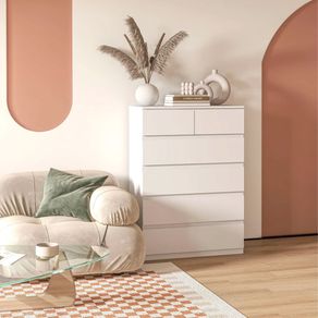 Cómoda Polinesia Homcom 6 cajones blanco 115x80x39 cm