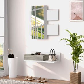 Mueble recibidor con espejo Odda Homcom 1 cajón blanco/gris