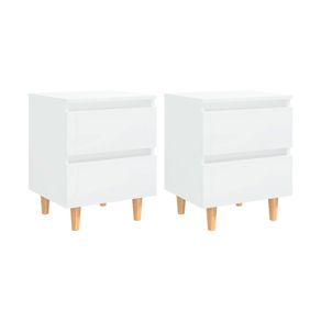 Pack de 2 mesitas de noche Sicilia 2 cajones blanco brillo 50x40x35 cm