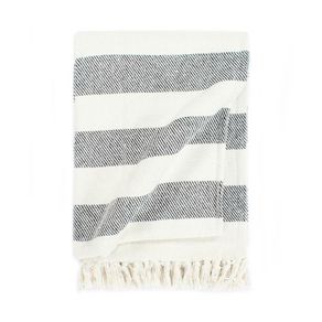 Manta rectangular algodón 100% diseño a rayas gris/blanco 250x220 cm