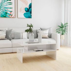 Mesa de centro Lis rectangular diseño irregular blanco brillo 42,5x90x60 cm