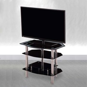 Mueble bajo de TV Liverpool 3 estantes cristal negro 80x64,5x60 cm